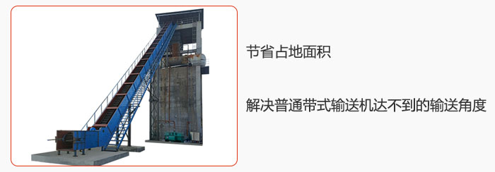 節省占地麵積，解（jiě）決普通（tōng）帶式輸（shū）送機達不到（dào）的輸送角度。