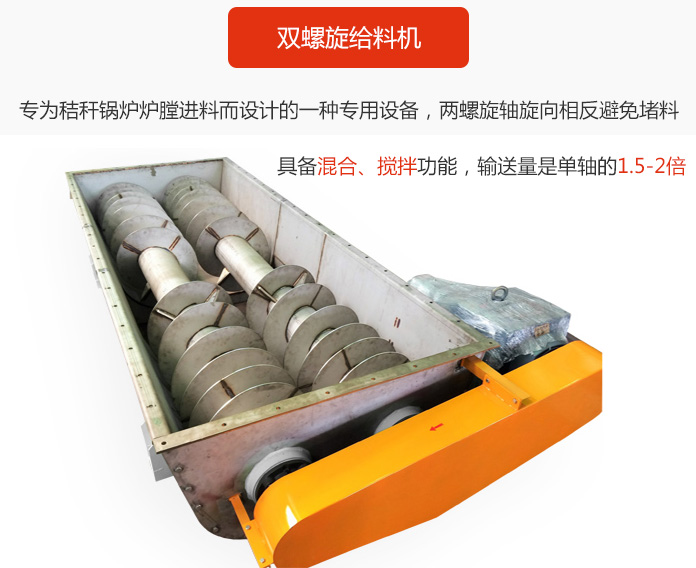 雙螺旋給料機采用雙軸設計，具備混合、攪（jiǎo）拌功（gōng）能。